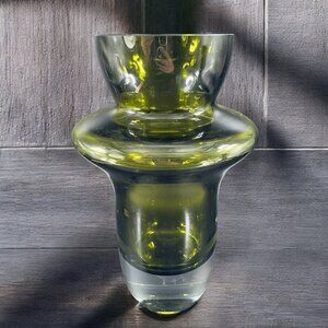 Marquis Waterford Rumba Vase Sage Green Crystal Thick Heavy Glass Clear Bottom